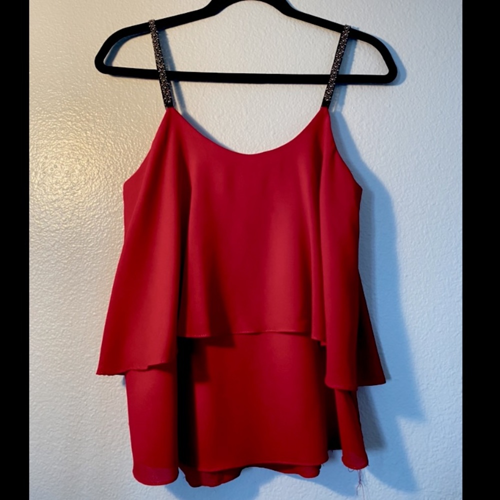 Red Basic Sleeveless Lovemarks Top